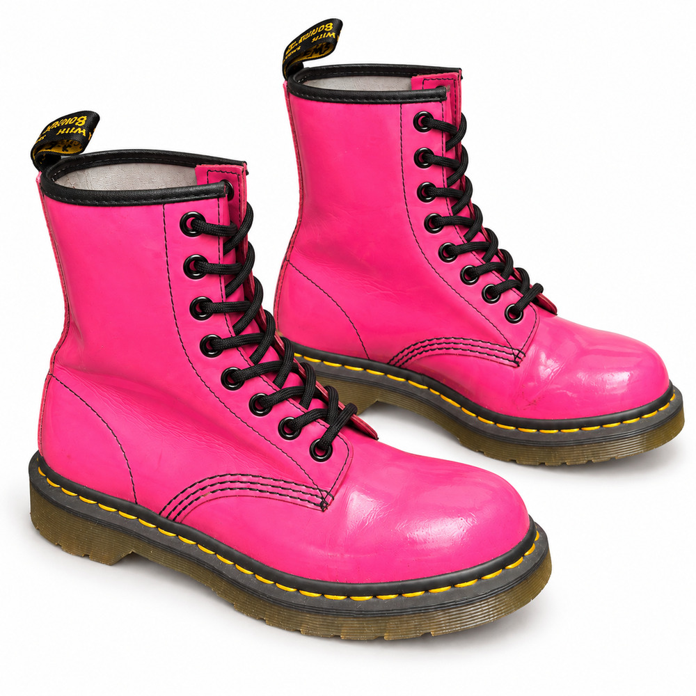Dr Martens 1460 Hot Pink Patent Leather 8-Eye Combat Boots Womens US 6 UK 4